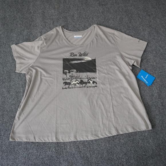 Columbia Run Wild Graphic T Shirt Relaxed Fit Womens XXL 2XL Top Tee - Picture 1 of 8